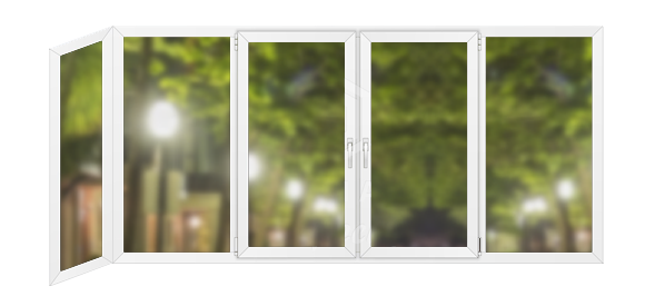 Г-образная балконная рама ПВХ 3600×1400 Brusbox 60