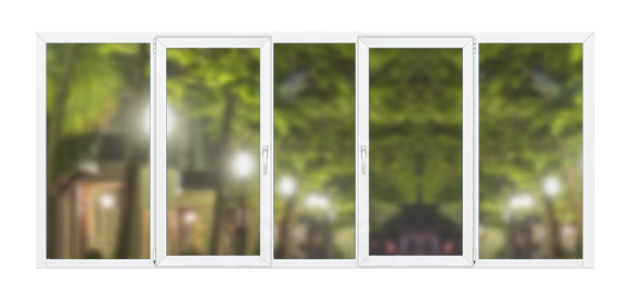 Пятистворчатая балконная рама ПВХ 3450×1400 Brusbox 60 Пятистворчатая балконная рама ПВХ 3450×1400 Brusbox 60